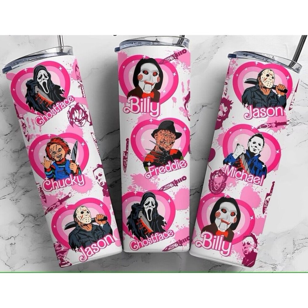 Barbie Horror Movie Characters Kawaii Chibi Movies 20oz Tumblers Travel Mug Cup - Picture 1 of 2